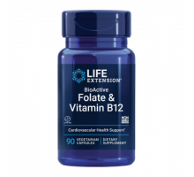 Фолат с Витамином B12, Folate & Vitamin B12, Life Extension, 90 вегетарианских капсул