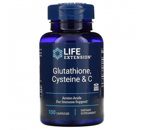 Глутатион, Цистеин и Витамин С, Glutathione, Cysteine & C, Life Extension, 100 капсул