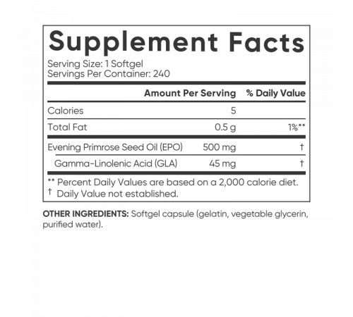 Масло примулы вечерней 500 мг, Evening Primrose Oil 500mg, Sports Research, 240 капсул