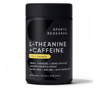 L-теанин и кофеин с маслом MCT, L-Theanine and Caffeine, Sports Research, 60 капсул