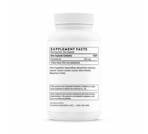 Пантетин 250 мг, Pantethine 250 mg, Thorne, 60 капсул