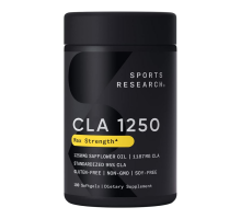 Конъюгированная линолевая кислота (КЛК) 95% 1250 мг, CLA 95% 1250 mg, Sports Research, 180 капсул