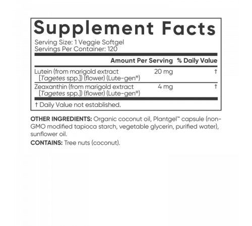 Лютеин и зеаксантин 20 мг, Lutein + Zeaxanthin 20 mg, Sports Research, 120 капсул