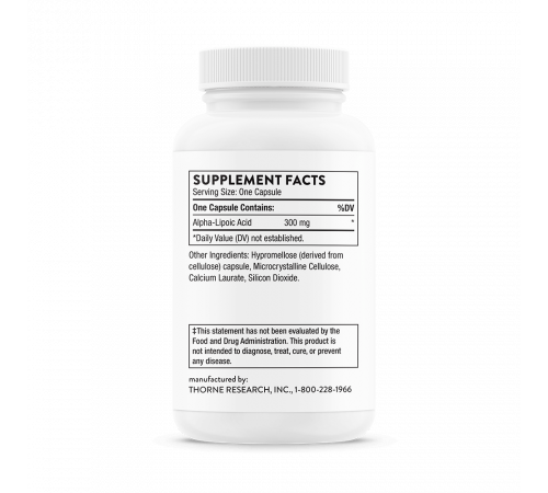 Альфа-липоевая кислота, Alpha-Lipoic Acid, Thorne Research, 60 капсул