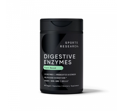 Пищеварительные ферменты, Digestive Enzymes, Sports Research, 90 вегетарианских капсул