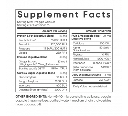 Пищеварительные ферменты, Digestive Enzymes, Sports Research, 90 вегетарианских капсул