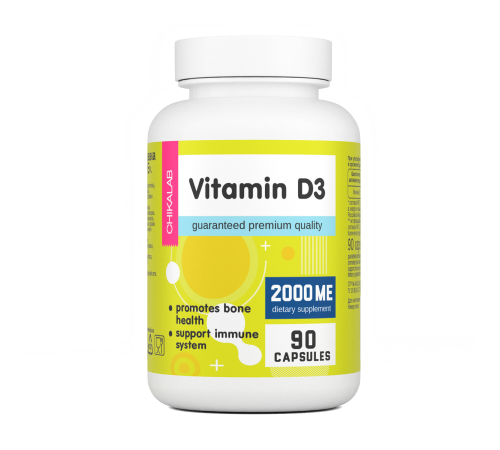 Витамин Д3, Vitamin D3, Chikalab, 90 капсул