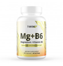 Магний + Витамин В6, Magnesium + Vitamin B6, 1Win, 180 капсул