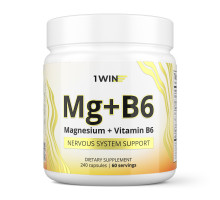 Магний + Витамин В6, Magnesium + Vitamin B6, 1Win, 240 капсул