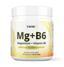 Магний + Витамин В6, Magnesium + Vitamin B6, 1Win, 240 капсул