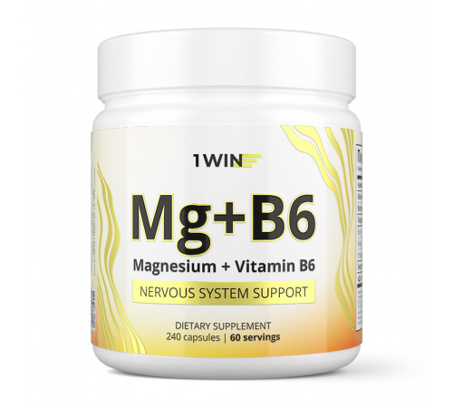 Магний + Витамин В6, Magnesium + Vitamin B6, 1Win, 240 капсул