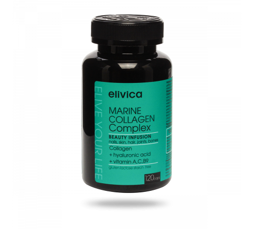 Комплекс Морского Коллагена, Marine collagen complex, Elivica, 120 капсул