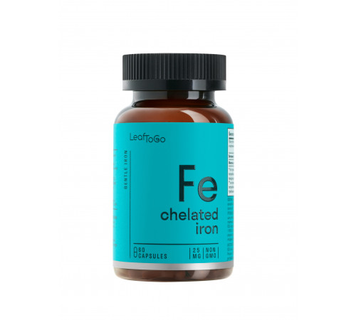 Железо, Chelated Iron, Leaf To Go, 60 капсул