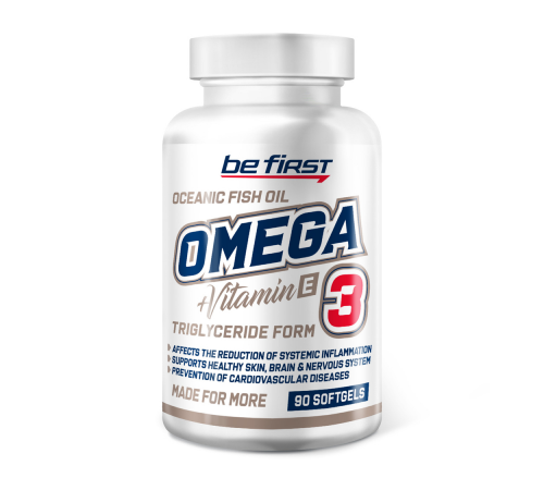 Омега-3 с витамином Е, Omega-3 + Vitamin Е, Be First, 90 желатиновых капсул