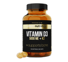Витамин Д3 + К2, Vitamin D3 + K2, aTech Nutrition Premium, 60 желатиновых капсул