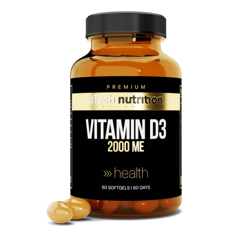 Витамин Д3 2000 МЕ, Vitamin D3 2000 IU, aTech Nutrition Premium, 60 желатиновых капсул