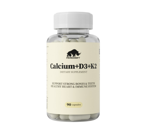 Кальций с Д3 + К2, Calcium + D3 + K2, Prime Kraft, 90 капсул