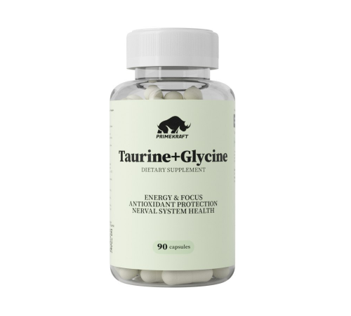 Таурин + Глицин, Taurine + Glycine, Prime Kraft, 90 капсул