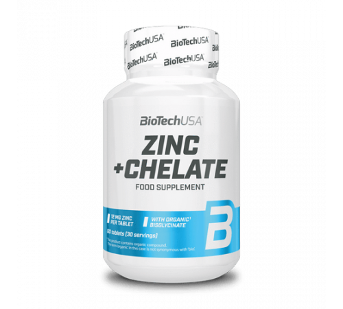 Цинк хелат, Zinc + Chelate, BioTechUSA, 60 таблеток