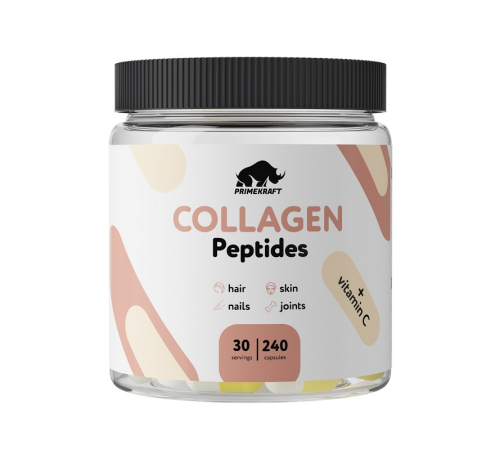 Гидролизованный говяжий коллаген, Hydrolyzed Collagen, Prime Kraft, 240 капсул