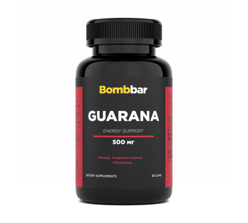 Гуарана, Guarana 500 mg, Bombbar, 60 капсул