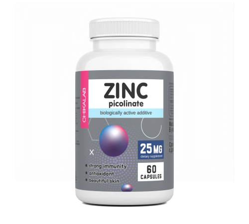 Цинк пиколинат, Zinc Picolinate, Chikalab, 60 капсул