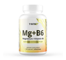 Магния цитрат с витамином B6, Chelated Magnesium + Vitamin B6, 1Win, 120 капсул