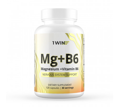 Магния цитрат с витамином B6, Chelated Magnesium + Vitamin B6, 1Win, 120 капсул