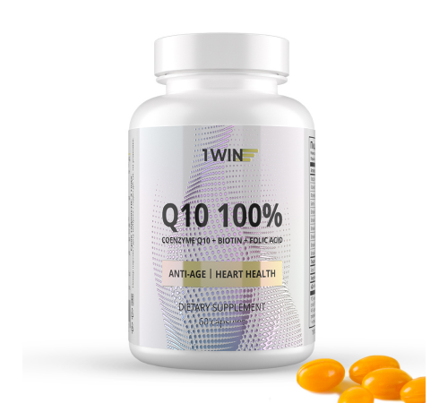 Коэнзим Q10 с биотином и фолиевой кислотой, CoQ10+Biotin+Folic Acid, 1Win, 60 капсул