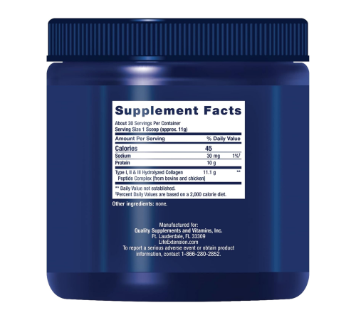 Пептиды коллагена, Collagen peptides for skin & joints, Life Extension, 343 г