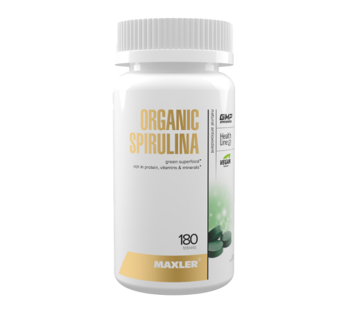 Спирулина, Spirulina Organic 500 mg, Maxler, 180 таблеток