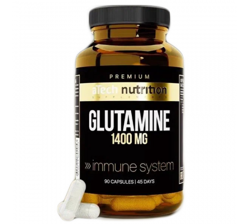 Глутамин, Glutamine, aTech Nutrition Premium, 90 желатиновых капсул