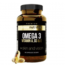 Комплекс Омега 3+ Витамины А, Д3 и Е, Omega 3+ Vitamin A, D3 & E, aTech Nutrition Premium, 60 желатиновых капсул