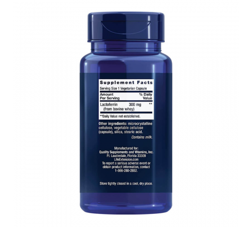 Лактоферрин, Lactoferrin Caps, Life extension, 60 вегетарианских капсул