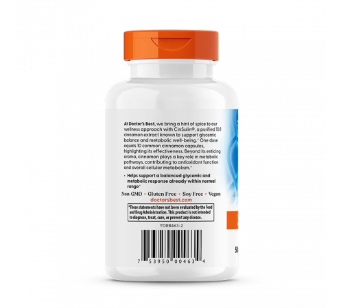 Экстракт корицы с Cinnulin PF 250 мг, Cinnamon Extract with Cinnulin PF 250 mg, Doctor's best, 120 вегетарианских капсул