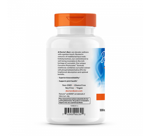 Куркумин с Meriva 500 мг, Curcumin Phytosome with Meriva 500 mg, Doctor's best, 180 вегетарианских капсул