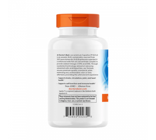 Обогащенный Криль с Омега-3 из Криля Superba, Enhanced Krill Plus Omega3 with Superba 2, Doctor's best, 60 гелевых капсул