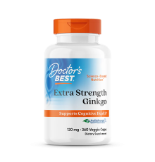 Гинкго билоба с повышенной силой действия 120 мг, Extra Strength Ginkgo 120 mg, Doctor's best, 360 вегетарианских капсул