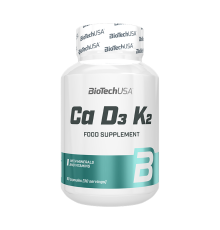 Кальций с витаминами Д3 и К2, Calcium D3 K2, BioTechUSA, 90 желатиновых капсул