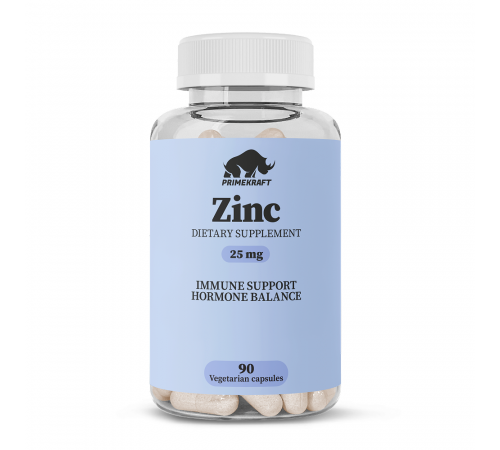 Цинк, Zinc, Prime Kraft, 90 вегетарианских капсул