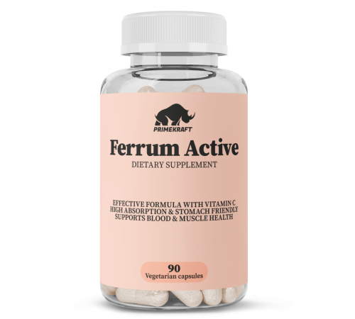 Железо Феррум Актив, Ferrum Active, Prime Kraft, 90 вегетерианских капсул