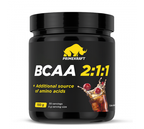 Аминокислотный комплекс БЦАА 2:1:1 со вкусом Кола-вишня, ВСАА 2:1:1 Cherry cola, Prime Kraft, 150 гр