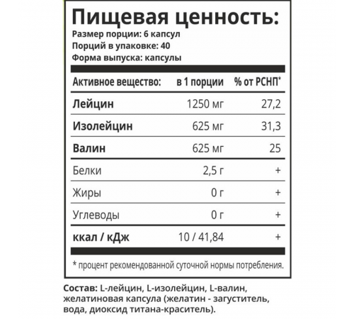 Аминокислотный комплекс БЦАА, BCAA 2:1:1, 1Win, 240 капсул