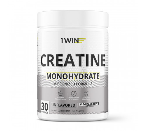 Креатин, Creatine Monohydrate, Unflavoured, 1Win, 200 г