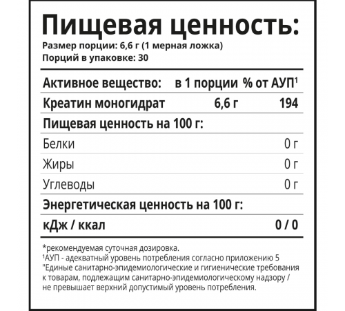 Креатин, Creatine Monohydrate, Unflavoured, 1Win, 200 г