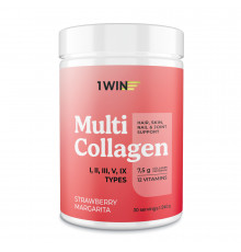Мульти Коллаген "Клубничная маргарита", Multi Collagen Strawberry Margarita, 1Win, 240 г