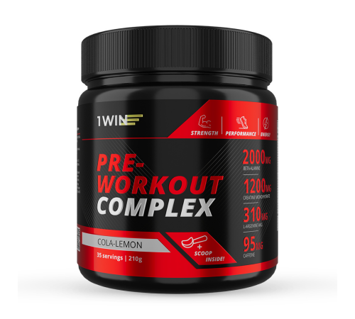 Предтренировочный комплекс "Кола-лимон", Pre-Workout Complex Cola-Lemon, 1Win, 210 г