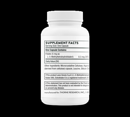 Метилфолат (Фолиевая кислота), 5-MTHF 5 mg, Thorne Research, 60 капсул