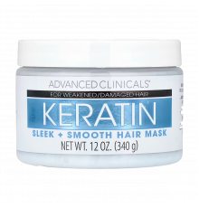 Кератиновая маска для гладкости волос, Keratin Sleek + Smooth Hair Mask, Advanced Clinicals, 340 г