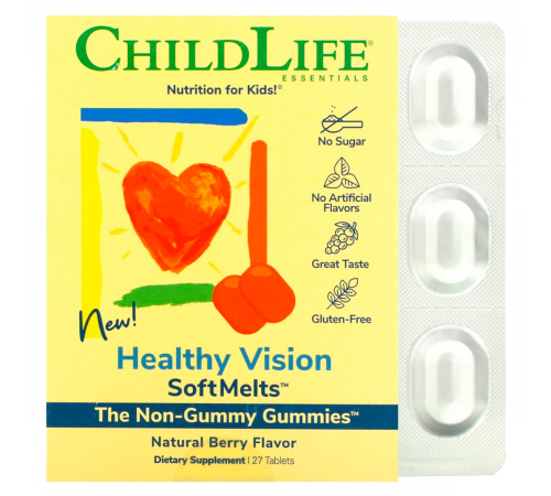 Комплекс для поддержки зрения у детей, Healthy Vision SoftMelts, Natural Berry, ChildLife, 27 таблеток